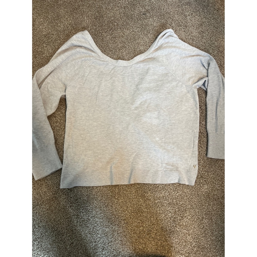VICTORIAS SECRET Gray Twist Front Long Sleeve Off Shoulder Sweater Top Womens XL
